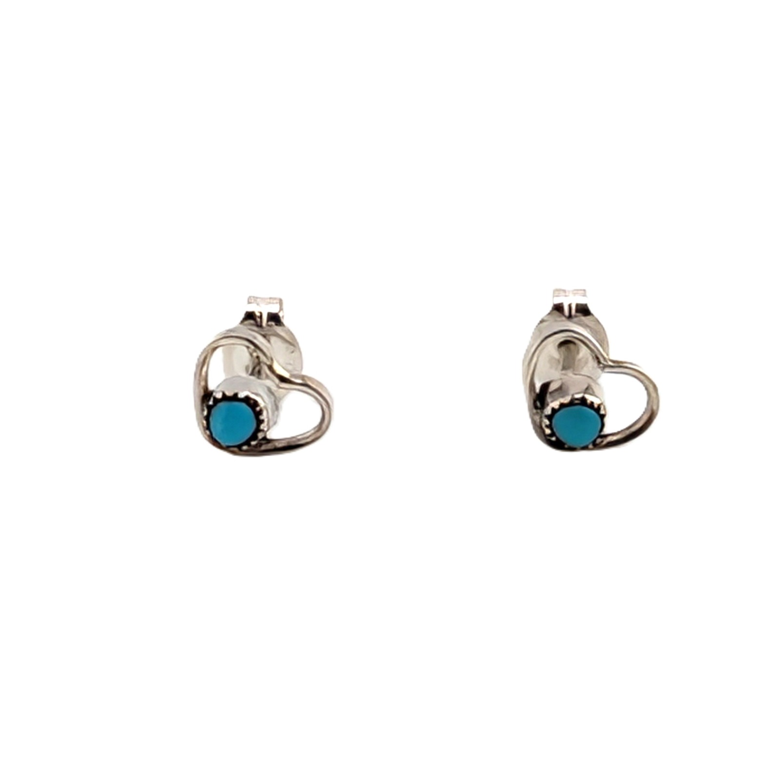 Womens Heart Dot Turquoise Stud Earrings Na Sterling Silver Handmade Jewelry 30$